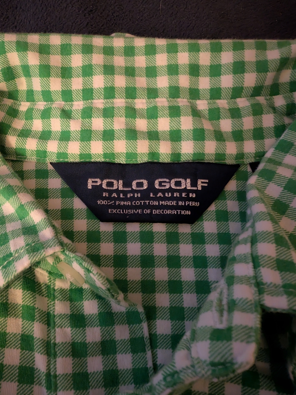 Green Gingham Polo Golf Ralph Lauren Shirt